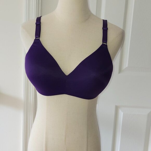 Warner's Wireless Purple No Side Effects Bra with Mesh Wings 38B RM3481A - Picture 1 of 9